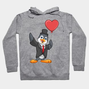 Penguin as Groom with Heart Ballon Hoodie